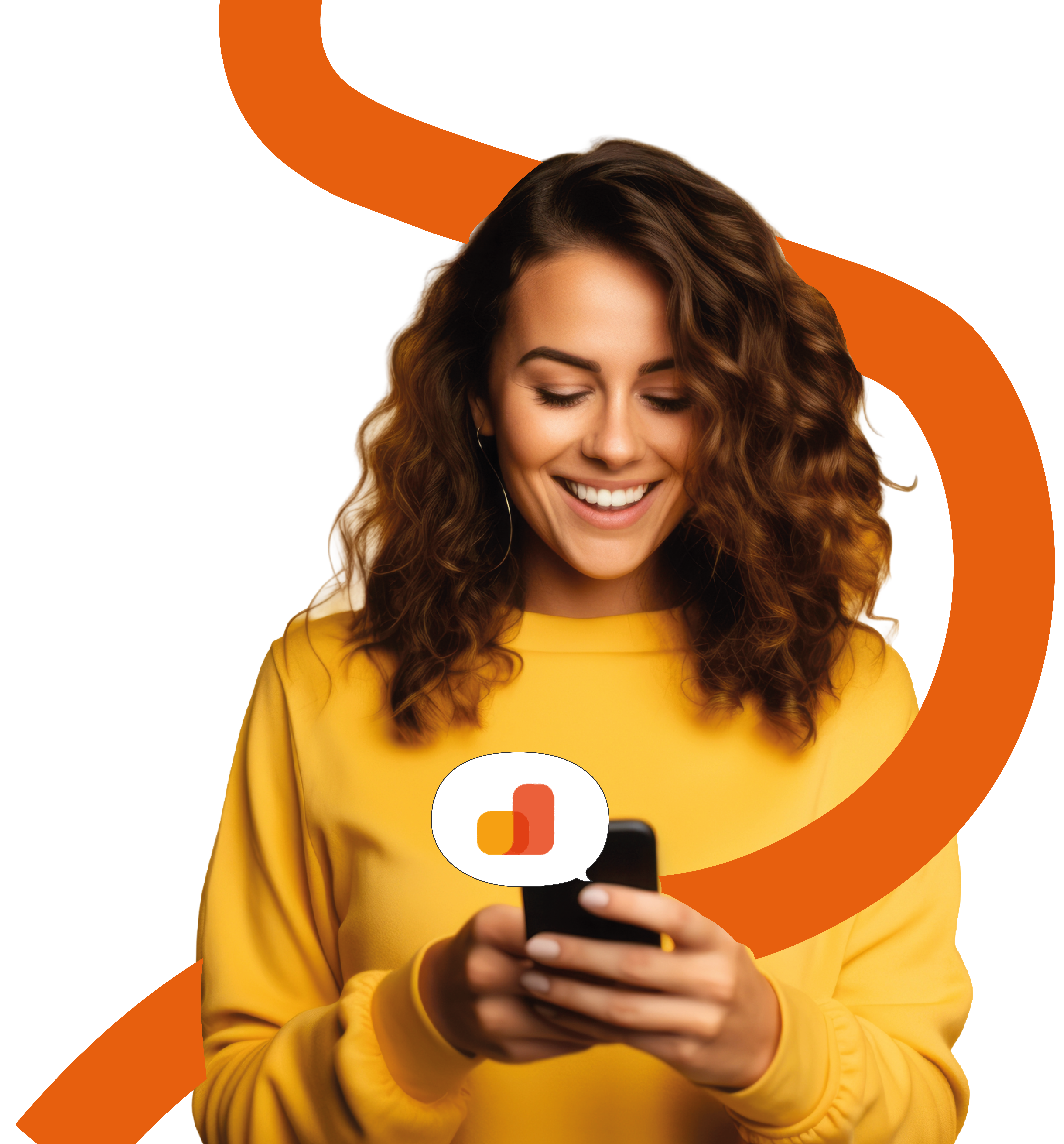 Pessoa sorrindo ao celular — o zap do bloco responde com o dobloco